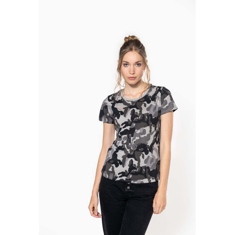 T-shirt camo manches courtes femme