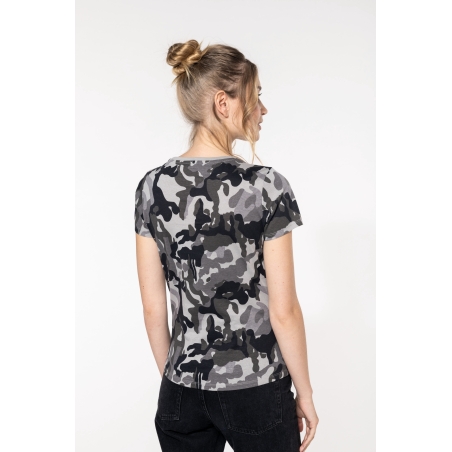 T-shirt camo manches courtes femme