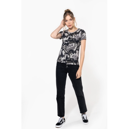 T-shirt camo manches courtes femme