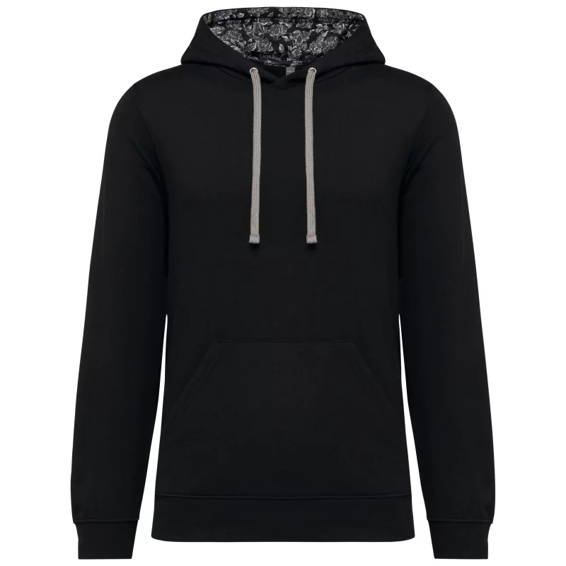Sweat-shirt à capuche contrastée à motifs unisexe