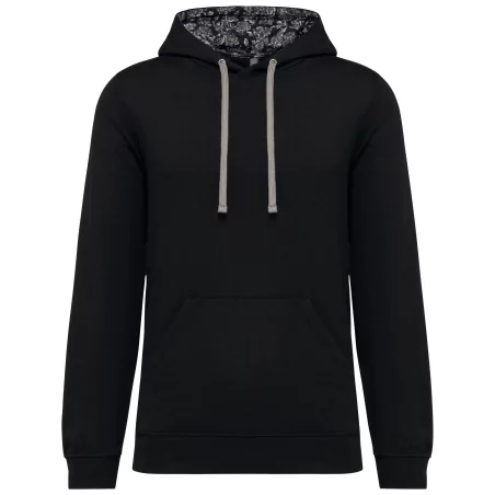 Sweat-shirt à capuche contrastée à motifs unisexe