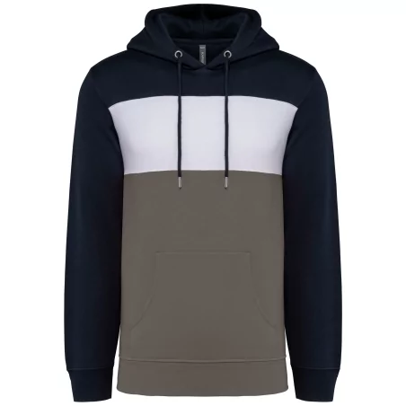 Sweat-shirt tricolore à capuche unisexe