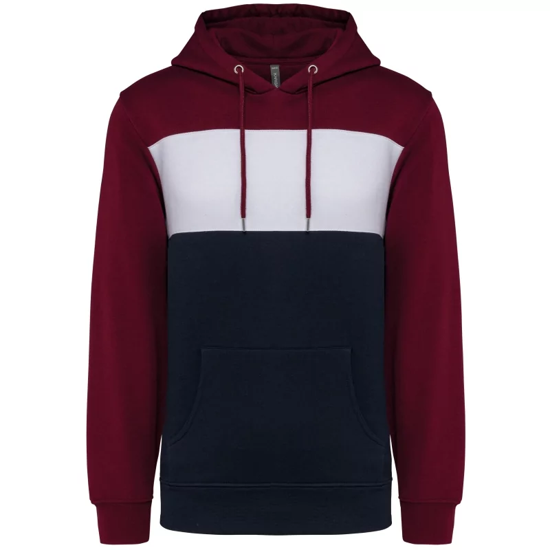 Sweat-shirt tricolore à capuche unisexe
