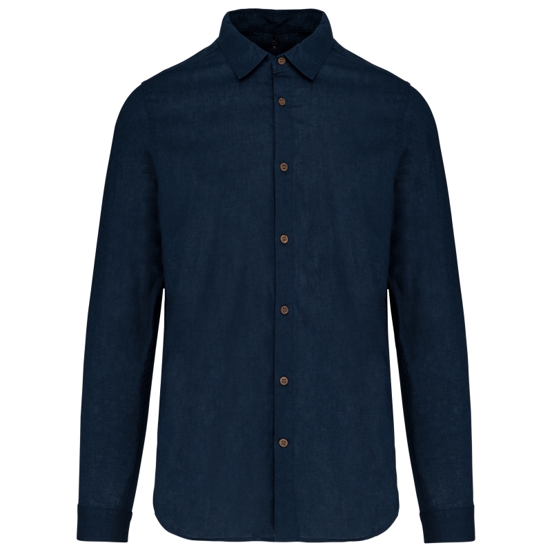 Chemise lin et coton manches longues homme