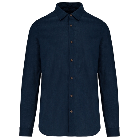 Chemise lin et coton manches longues homme