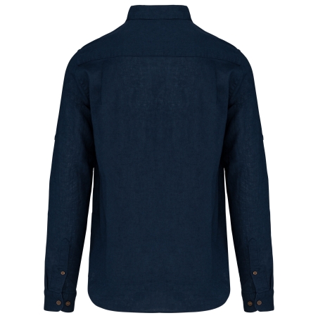 Chemise lin et coton manches longues homme