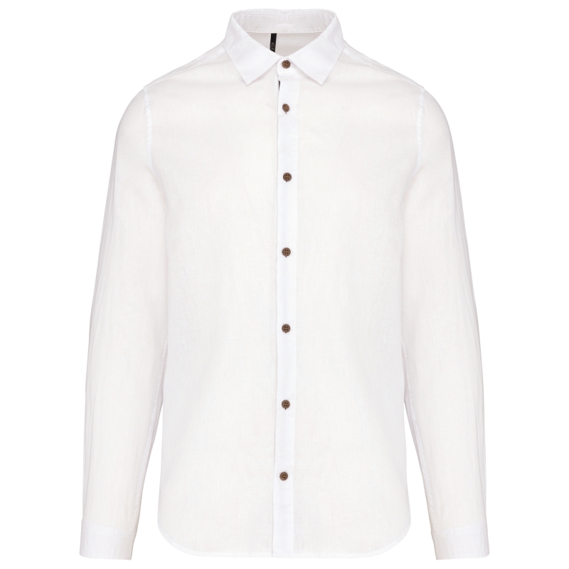 Chemise lin et coton manches longues homme