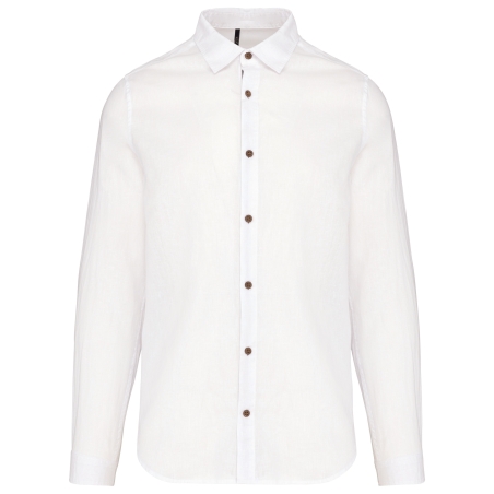 Chemise lin et coton manches longues homme