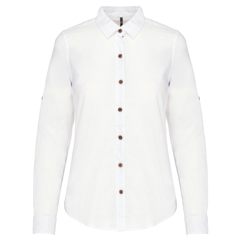 Chemise lin et coton manches longues femme