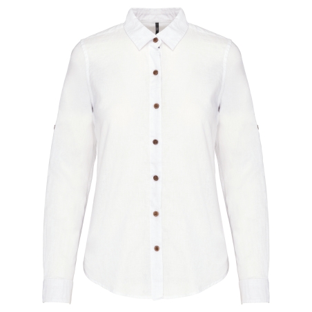 Chemise lin et coton manches longues femme