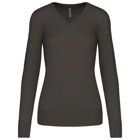 Pull col V femme