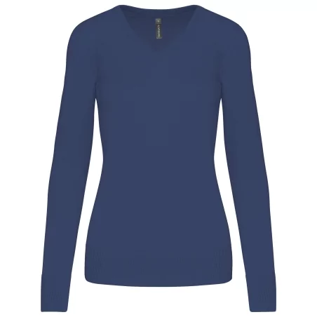 Pull col V femme