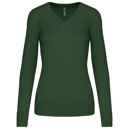 Pull col V femme