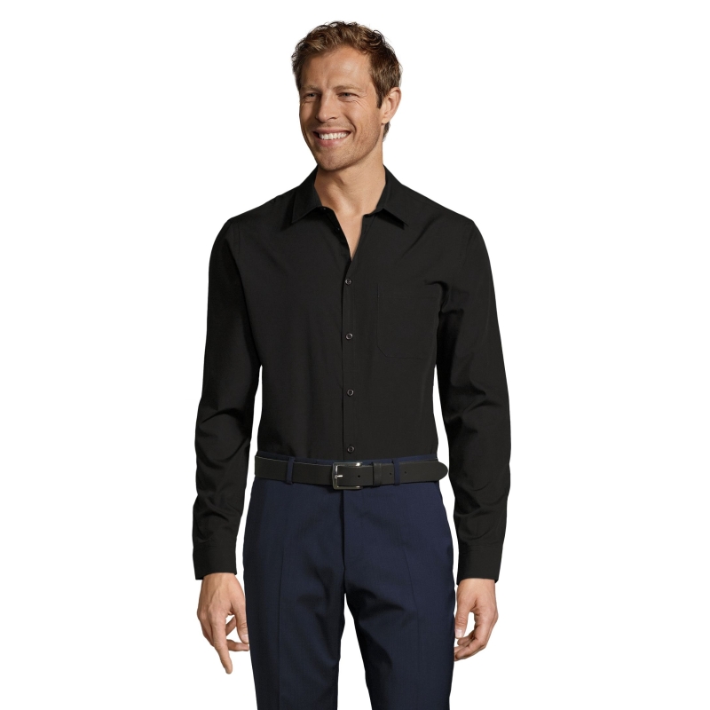 CHEMISE HOMME POPELINE MANCHES LONGUES