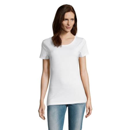 TEE-SHIRT FEMME COUPE COUSU MANCHES COURTES