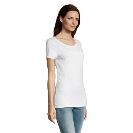 TEE-SHIRT FEMME COUPE COUSU MANCHES COURTES