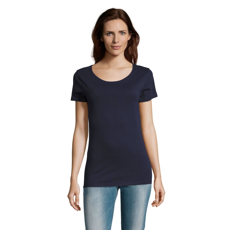 TEE-SHIRT FEMME COUPE COUSU MANCHES COURTES