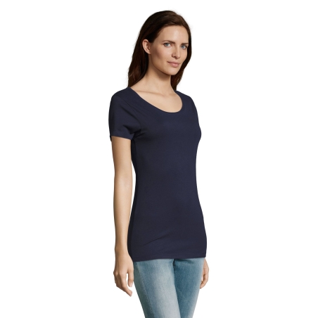 TEE-SHIRT FEMME COUPE COUSU MANCHES COURTES