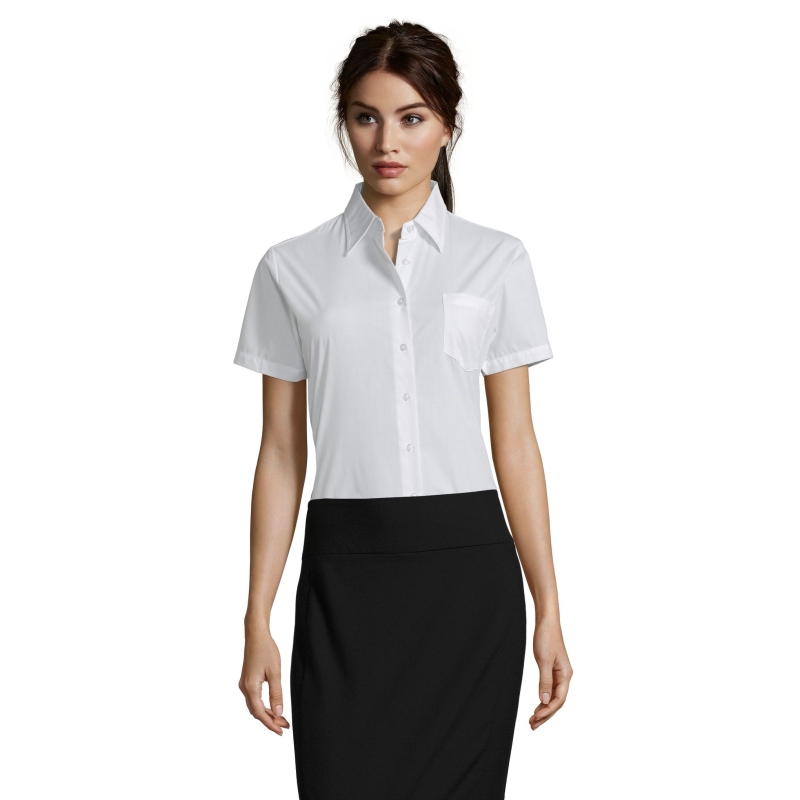 CHEMISE FEMME POPELINE MANCHES COURTES