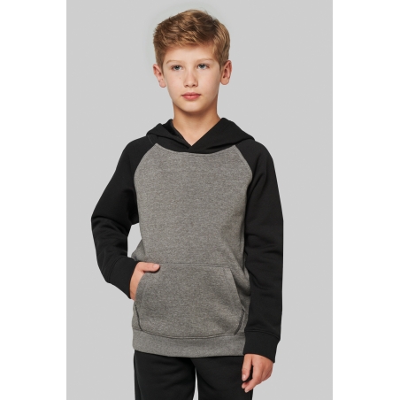 Sweat-shirt capuche bicolore enfant