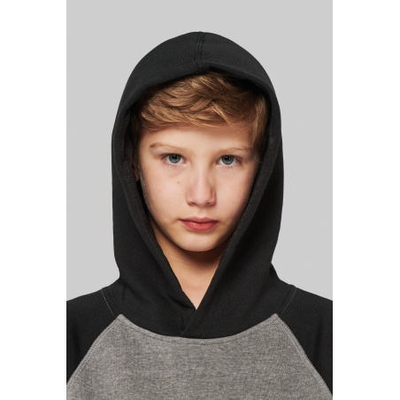 Sweat-shirt capuche bicolore enfant